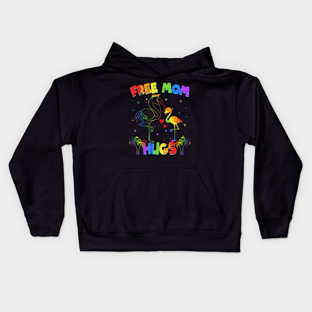 Free Mom Hugs Flamingo LGBT Pride Kids Hoodie by Terryeare